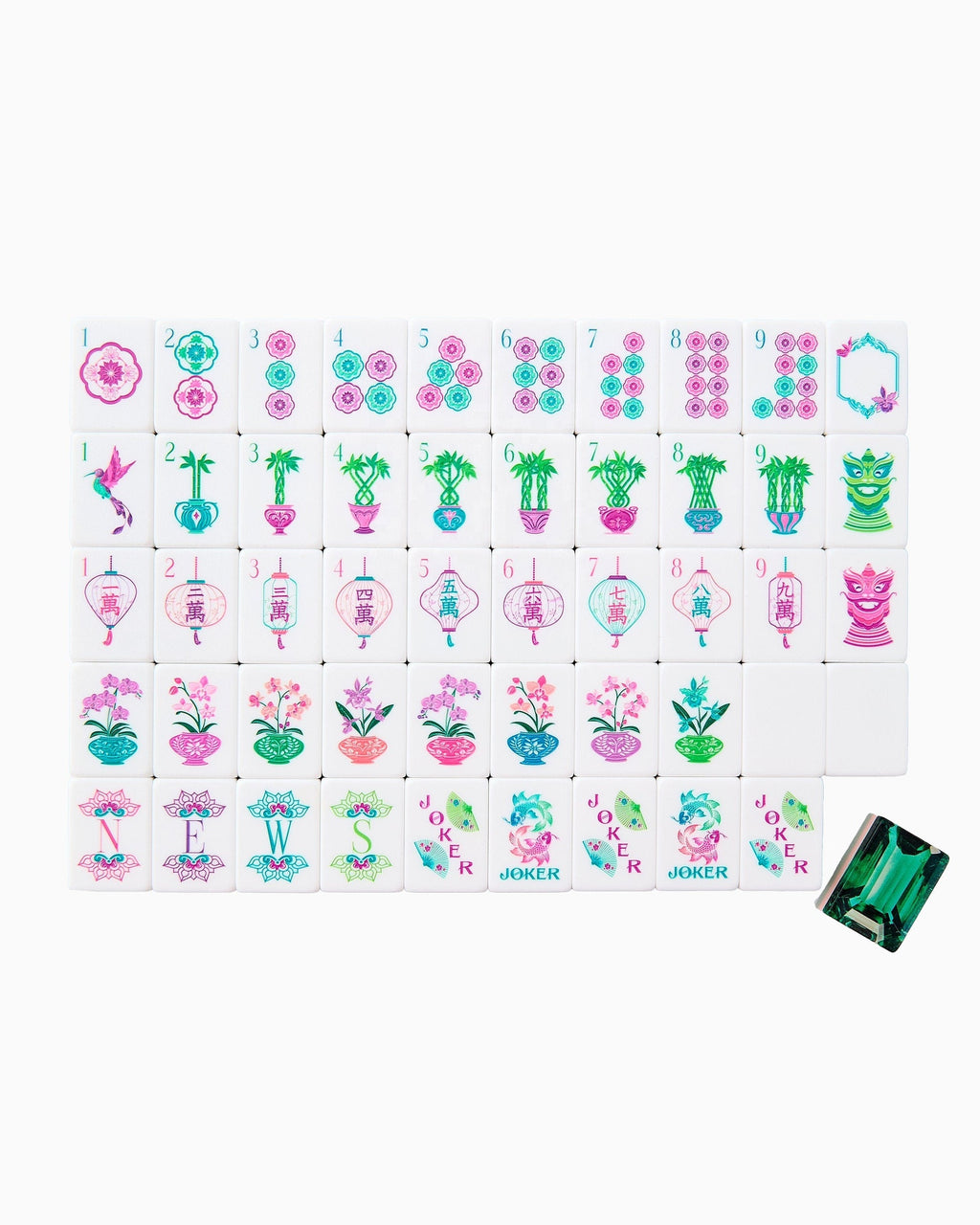 Emerald Patterned American Mahjong Set